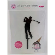 Acrylic Cake Topper - GOLF SILHOUETTE (Black)