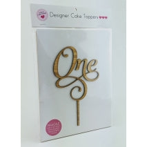 Acrylic Cake Topper - ONE (timber)