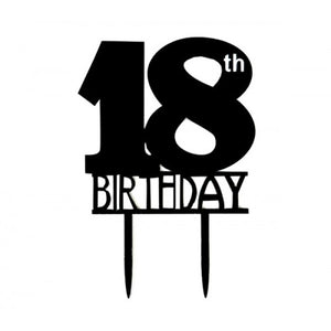 ACRYLIC CAKE TOPPER 18TH - BLACK