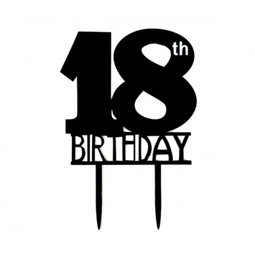 ACRYLIC CAKE TOPPER 18TH - BLACK
