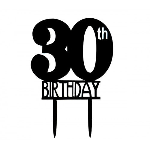 ACRYLIC CAKE TOPPER 30TH - BLACK