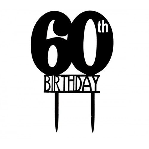 ACRYLIC CAKE TOPPER 60TH - BLACK