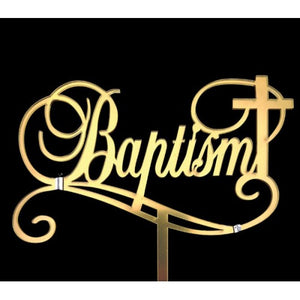ACRYLIC CAKE TOPPER - BAPTISM (GOLD)