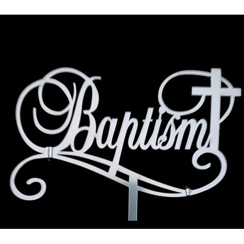 ACRYLIC CAKE TOPPER - BAPTISM (SILVER)