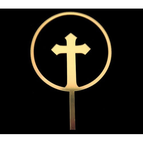 ACRYLIC CAKE TOPPER - CROSS (GOLD)