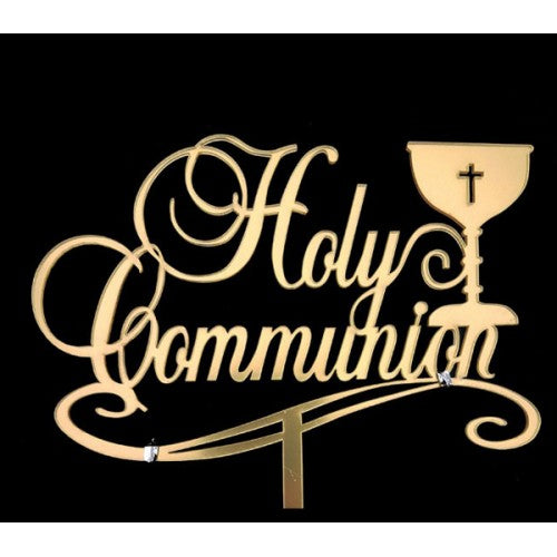 ACRYLIC CAKE TOPPER HOLY COMMUNION - GOLD MIRROR