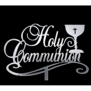 ACRYLIC CAKE TOPPER HOLY COMMUNION - SILVER MIRROR