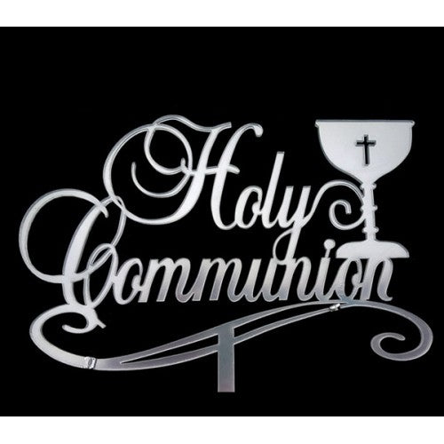ACRYLIC CAKE TOPPER HOLY COMMUNION - SILVER MIRROR