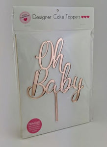 Acrylic Cake Topper - OH BABY (Rose Gold)