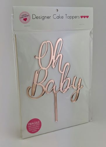 Acrylic Cake Topper - OH BABY (Rose Gold)
