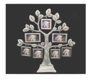 PEWTER FAMILY TREE PHOTO FRAME