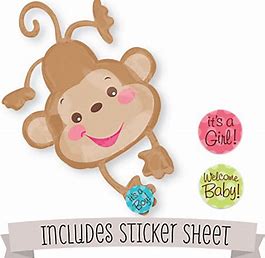 SuperShape Foil - WELCOME BABY BOY / GIRL MONKEY