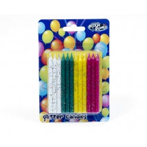 Birthday Candle - GLITTER MULTI COLOURED 24Pk