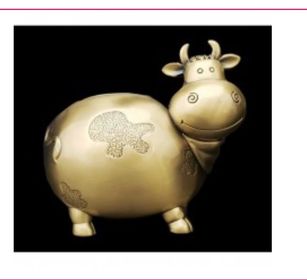 PEWTER MONEY BOX - GOLD COW