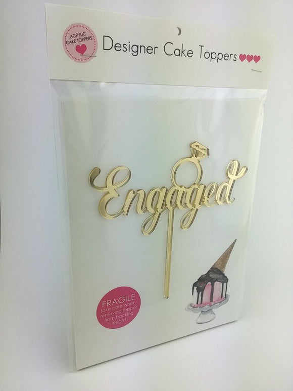 Acrylic Cake Topper - ENGAGED - GOLD