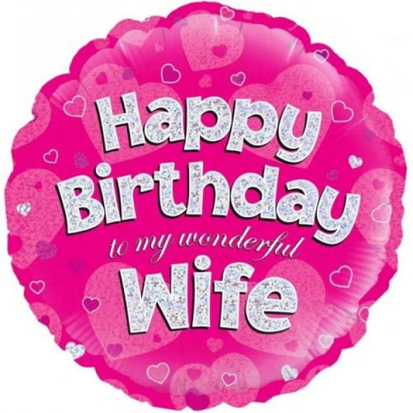 45cm Foil Balloon - HAPPY BIRTHDAY WIFE