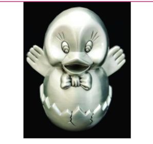 PEWTER MONEY BOX - SILVER CHICK HATCHING