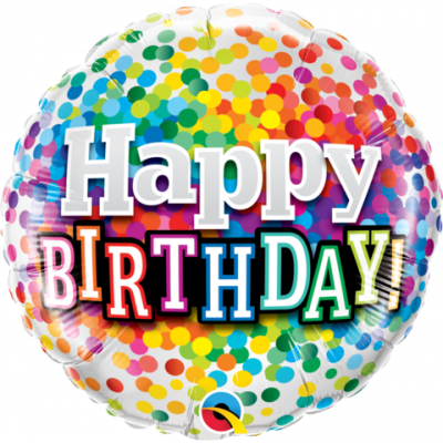 45cm Foil Balloon - Happy Birthday (CONFETTI)