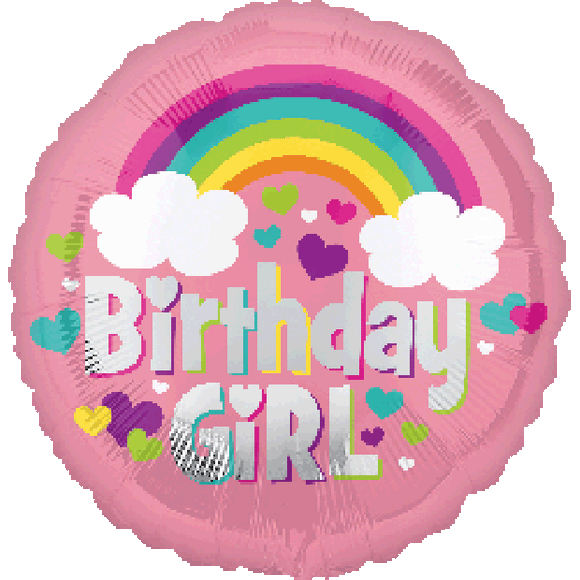 45cm Foil Balloon - Birthday Girl RAINBOW