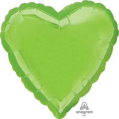 45cm Foil Balloon - HEART - LIME GREEN