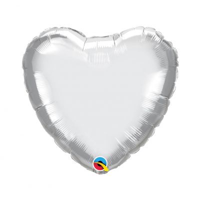 45cm Foil Balloon - HEART - SILVER