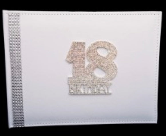 Signature Book - WHITE Leather with DIAMOND Number