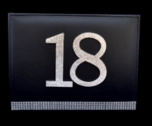 Signature Book - BLACK Leather with DIAMOND Number