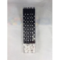 Long Birthday Candles - BLACK & WHITE STARS