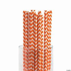 ORANGE - Chevron Paper Straws