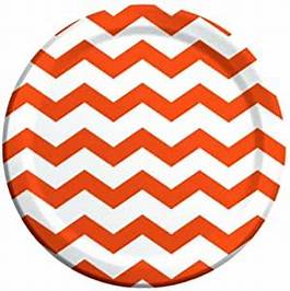 ORANGE - Chevron Paper Plates 23cm