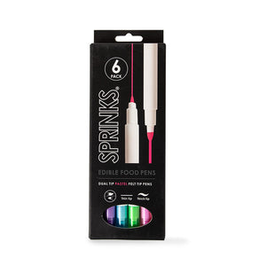 SPRINKS 'PASTEL' EDIBLE FOOD PENS - 6Pk