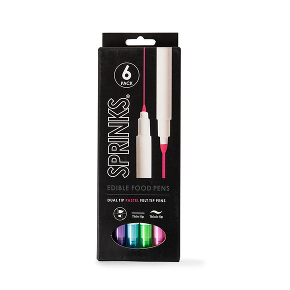 SPRINKS 'PASTEL' EDIBLE FOOD PENS - 6Pk