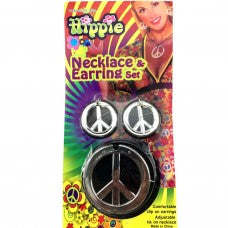 HIPPIE PEACE NECKLACE & EARRING SET