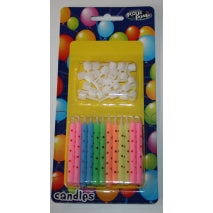 Birthday Candle - COLOURED/DOTS WITH HOLDERS