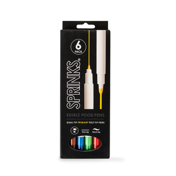 SPRINKS 'PRIMARY' EDIBLE FOOD PENS - 6Pk