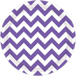 Purple - Chevron Paper Plates 23cm