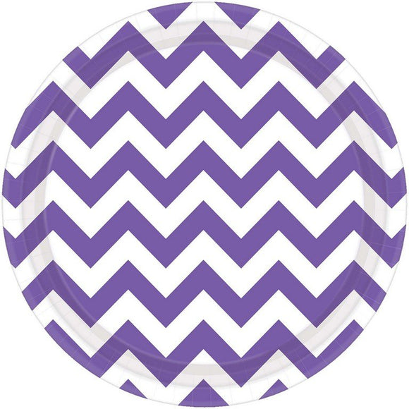 Purple - Chevron Paper Plates 23cm