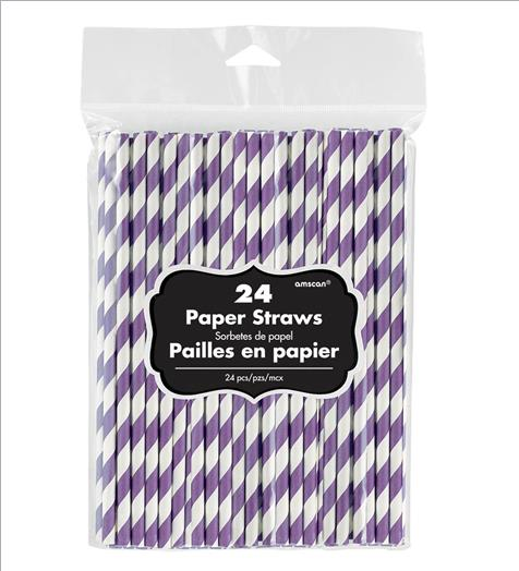 Purple - Chevron Paper Straws