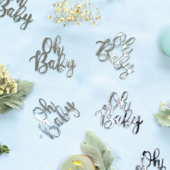 JUMBO Confetti Table Scatters - OH BABY - SILVER