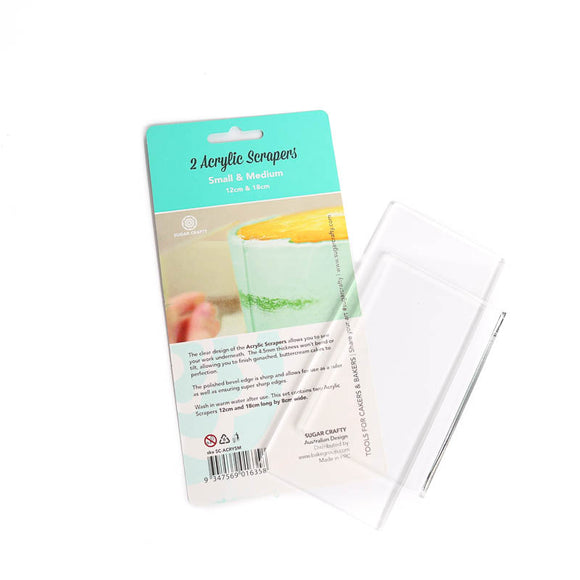 SUGAR CRAFTY Acrylic Scrapers 2 Pack - SMALL & MEDIUM