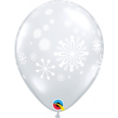 Latex 30cm Balloon - SNOW FLAKES CLEAR