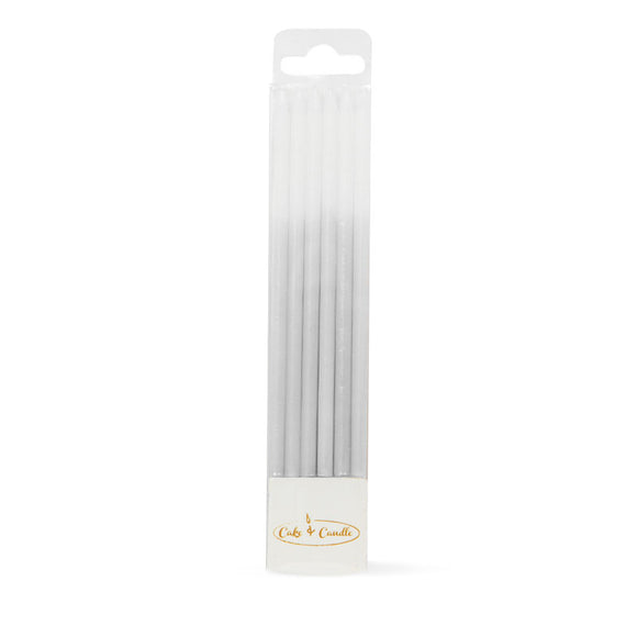 Long Elegant Candles (12cm) - Silver Ombre