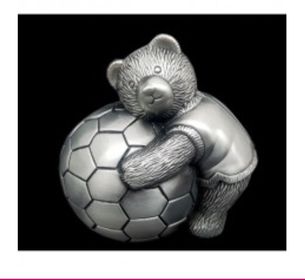 PEWTER MONEY BOX - BEAR WITH BALL