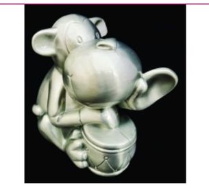 PEWTER MONEY BOX - SILVER MONKEY