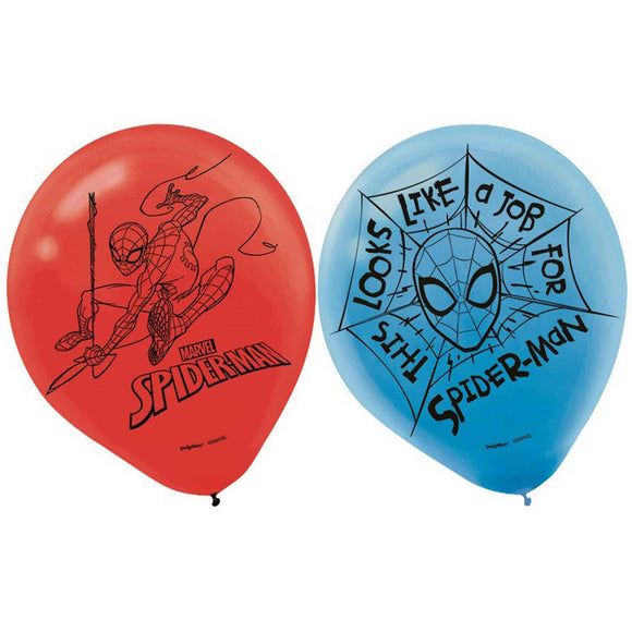 SPIDER MAN Latex Balloons 6PK