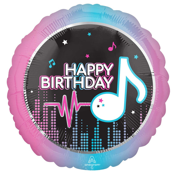 45cm Foil Balloon - Happy Birthday MUSIC