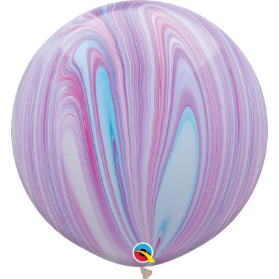 Latex MARBLE 90cm Balloon - PASTLE MARBLE (Pink, Purple, White & Blue)