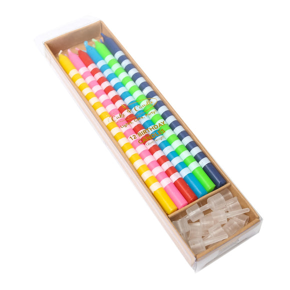 Long Elegant Candles (12cm) - Rainbow