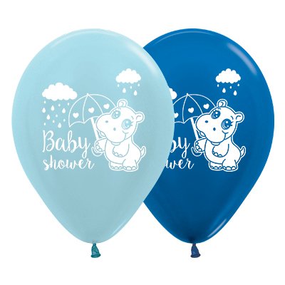 30cm Blue Baby Shower Latex Balloons - 6 Pack