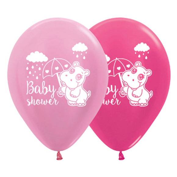 30cm Pink Baby Shower Latex Balloons - 6 Pack